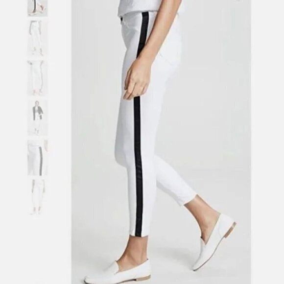 NWT L'AGENCE Margot High Rise Skinny Jean in Blanc Velvet Stripe - Size 23 - Picture 7 of 9